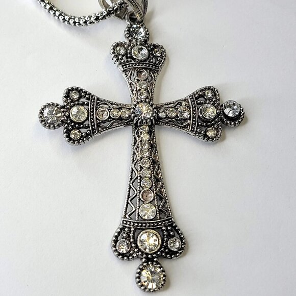 Mens Large Cross Pendant Necklace - Picture 1 of 11